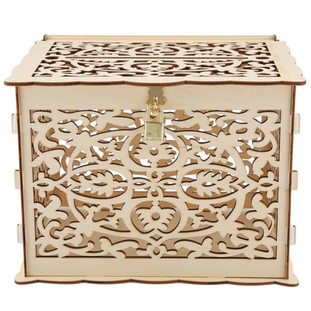 Wooden Card Box with Lock